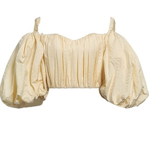 Ellery Blouses ivory‎ cropped silk/poly blend top w/ voluminous sleeves size 0